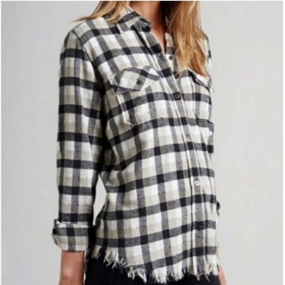 Current Elliott Shirt Buffalo Plaid Gray Size Medium - Picture 5 of 16